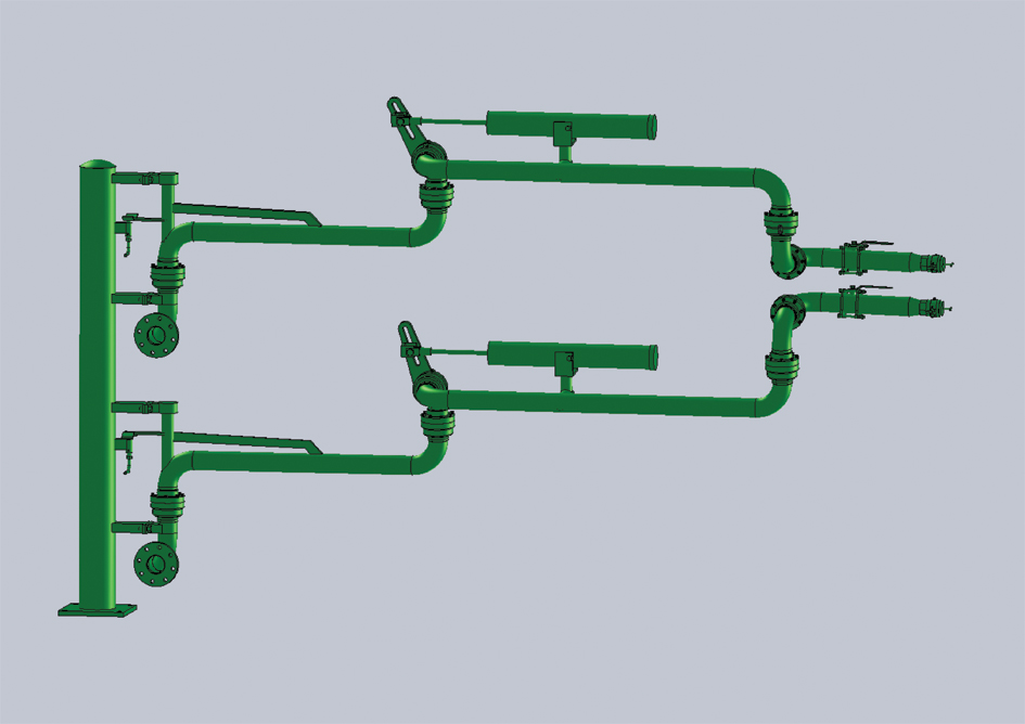 湖北黄石客户定制采购的AL2543型汽车底部装卸鹤管已发往使用现场(图1)