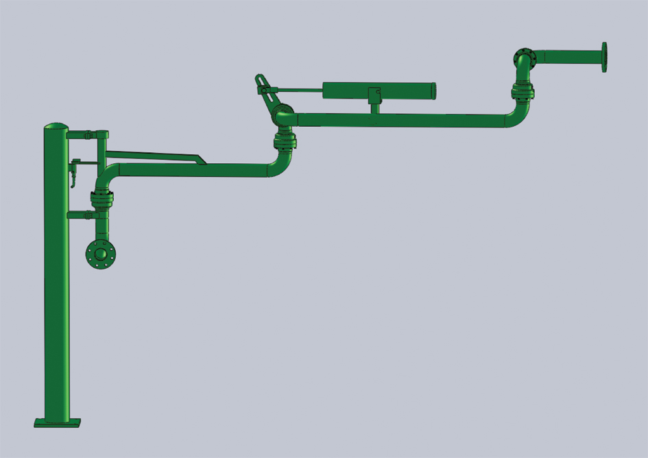 江苏泰州客户定制采购的一批AL2503汽车底部卸车鹤管（氨水鹤管）已发往使用现场(图1)